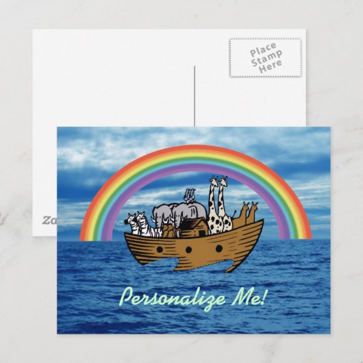 Noah's Ark & Regenboog Briefkaart (Voorkant / Achterkant)