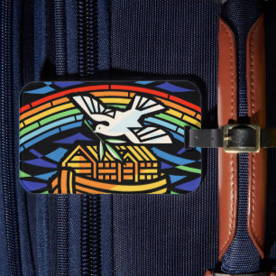 Noah's ark, regenboog, duif bagagelabel