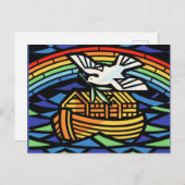 Noah's ark, regenboog, duif briefkaart (Voorkant / Achterkant)
