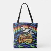 Noah's ark, regenboog, duif tote bag (Achterkant)