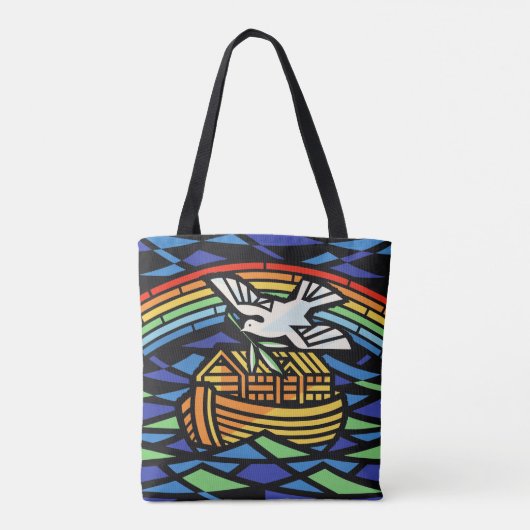 Noah's ark, regenboog, duif tote bag (Achterkant)