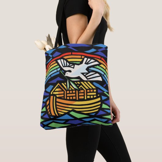 Noah's ark, regenboog, duif tote bag (Dichtbij)