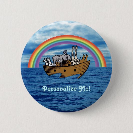 Noah's Ark & Regenboog Ronde Button 5,7 Cm (Voorkant)