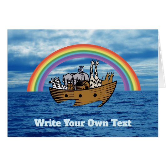 Noah's ark & regenboog - Schrijf je eigen tekst (Voorkant Horizontaal)