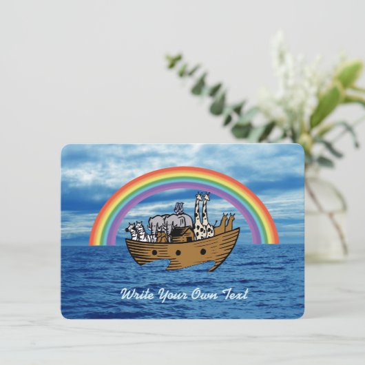 Noah's ark & regenboog - Schrijf je eigen tekst (Staand voorkant)