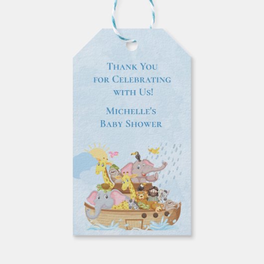 Noahs ark schattig bedankt voor je gunst cadeaulabel (Achterkant)