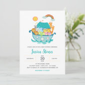 Noah's Ark Schattige Baby shower Uitnodiging / Doo (Staand voorkant)