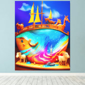 Noah's Ark Schattige Child's Canvas Afdruk (Insitu (Houten vloer))