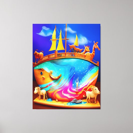 Noah's Ark Schattige Child's Canvas Afdruk (Voorkant)