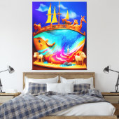 Noah's Ark Schattige Child's Canvas Afdruk (Insitu (Slaapkamer))