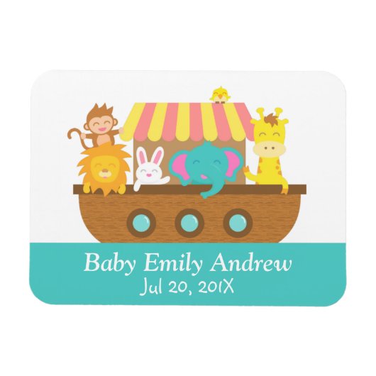 Noah's Ark, Schattige Dieren, Baby shower Party Fa Magneet (Horizontaal)