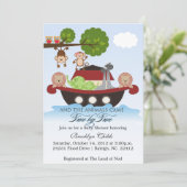 Noah's ark sets Sail Baby shower Invitation Kaart (Staand voorkant)