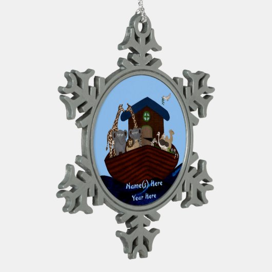Noah's Ark Tin Sneeuwvlok Ornament (Links)