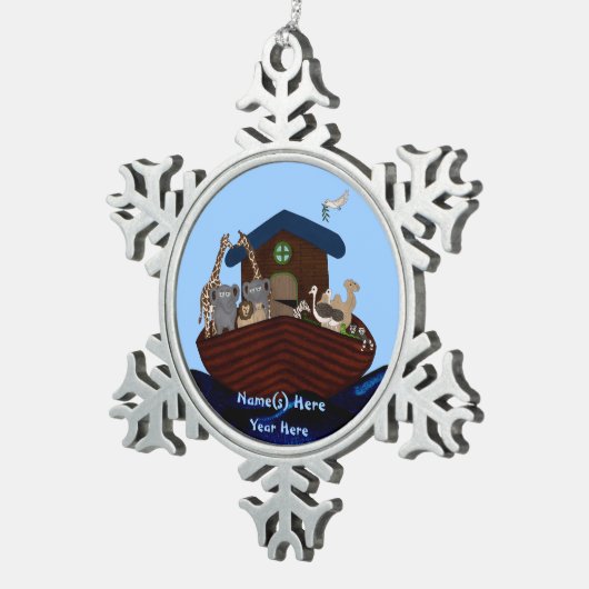 Noah's Ark Tin Sneeuwvlok Ornament (Rechts)