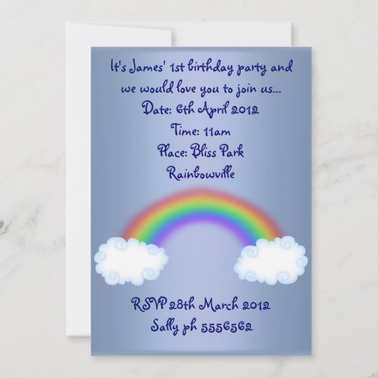 Noahs ark uitnodiging blauw (Achterkant)