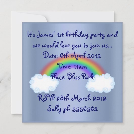 Noahs ark uitnodiging blauw (Achterkant)