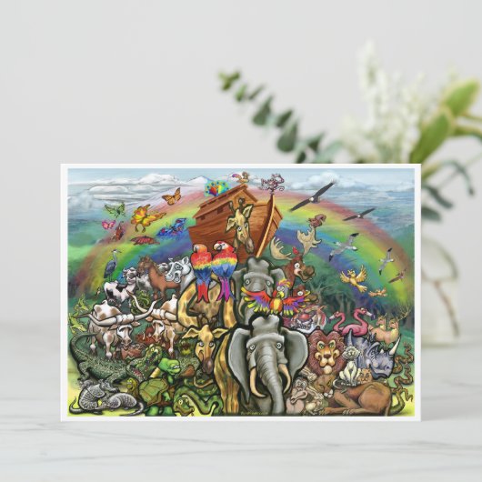 Noah's ark-uitnodiging kaart (Staand voorkant)