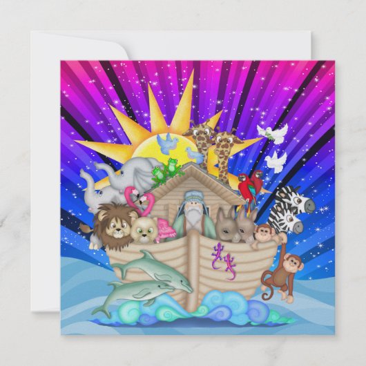Noah's ark-uitnodiging kaart (Voorkant)