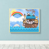 Noahs Ark van dieren twee door twee Bijbel grote v Canvas Afdruk (Insitu (Houten vloer))