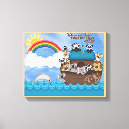 Noahs Ark van dieren twee door twee Bijbel grote v Canvas Afdruk