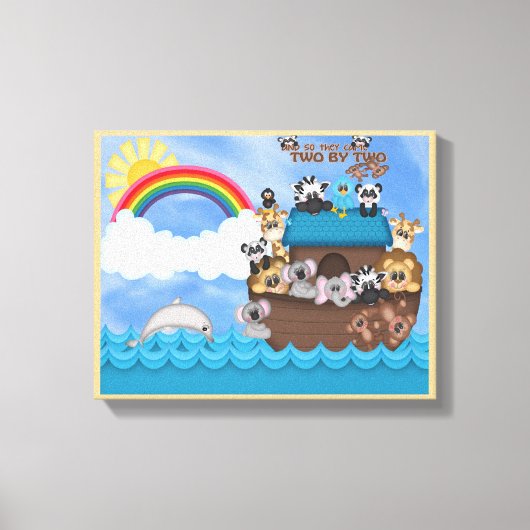 Noahs Ark van dieren twee door twee Bijbel grote v Canvas Afdruk (Voorkant)