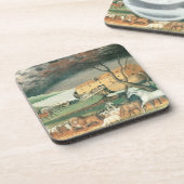 Noah's Ark van Edward Hicks,  Folk Art Bier Onderzetter (Linkerzijde)