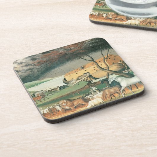 Noah's Ark van Edward Hicks, Folk Art Bier Onderzetter (Linkerzijde)