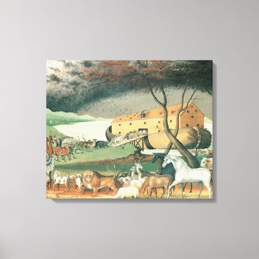 Noah's Ark van Edward Hicks,  Folk Art Canvas Afdruk (Voorkant)