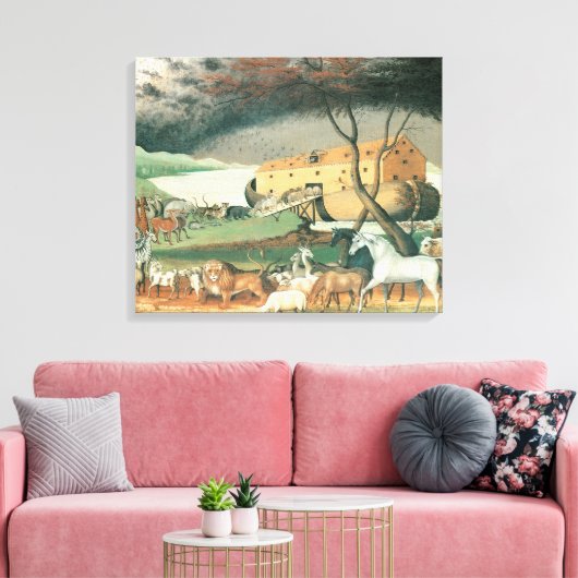 Noah's Ark van Edward Hicks,  Folk Art Canvas Afdruk (Insitu (Woonkamer))