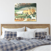 Noah's Ark van Edward Hicks, Folk Art Canvas Afdruk (Insitu (Slaapkamer))