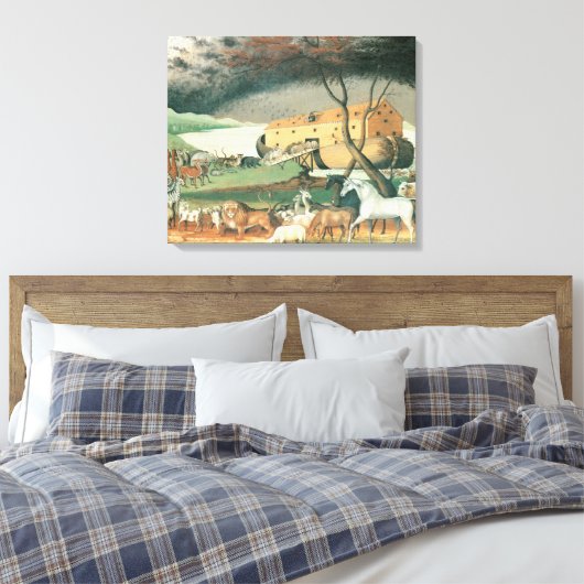Noah's Ark van Edward Hicks,  Folk Art Canvas Afdruk (Insitu (Slaapkamer))