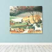 Noah's Ark van Edward Hicks,  Folk Art Canvas Afdruk (Insitu (Houten vloer))