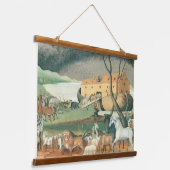 Noah's Ark van Edward Hicks,  Folk Art Hangend Wandkleed (Gebogen)