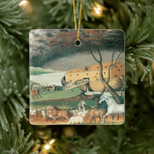 Noah's Ark van Edward Hicks,  Folk Art Keramisch Ornament