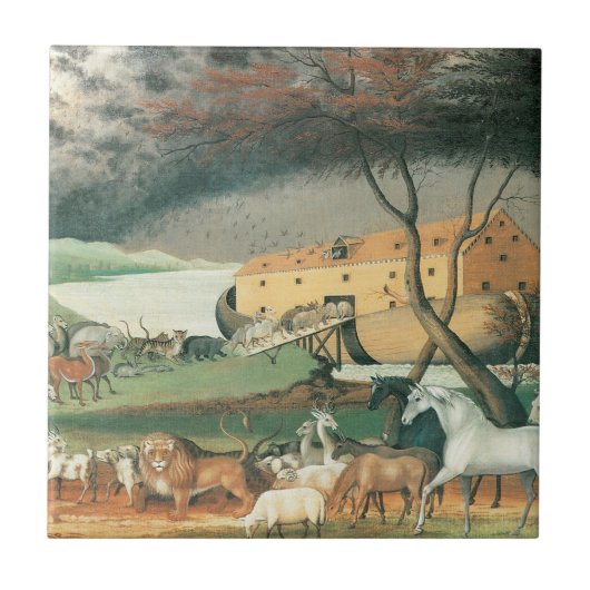 Noah's Ark van Edward Hicks,  Folk Art Tegeltje (Voorkant)