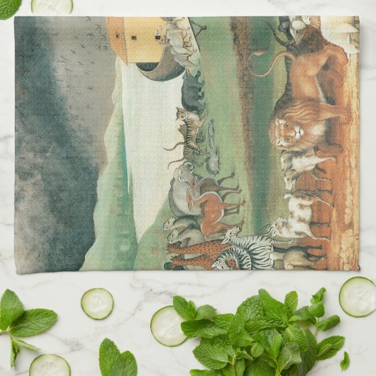 Noah's Ark van Edward Hicks, Folk Art Theedoek (Gevouwen)