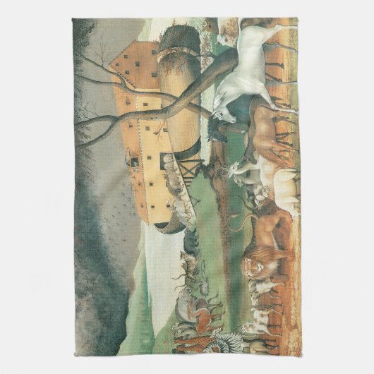 Noah's Ark van Edward Hicks, Folk Art Theedoek (Verticaal)