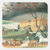 Noah's Ark van Edward Hicks, Folk Art Vierkante Sticker (Voorkant)