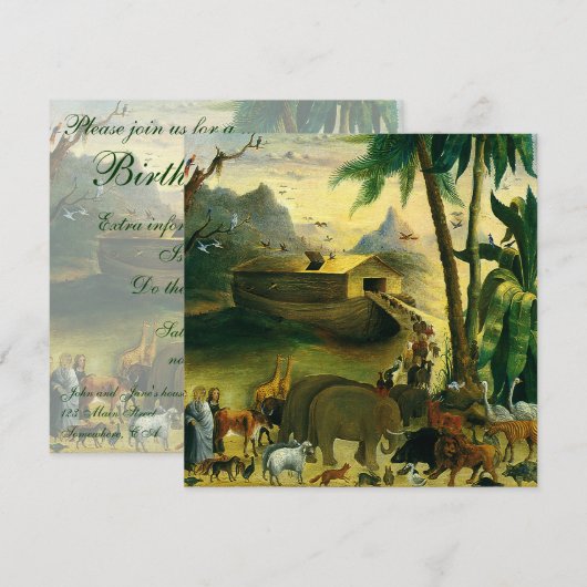 Noah's Ark van Hidley,  Birthday Party Kaart (Voorkant / Achterkant)