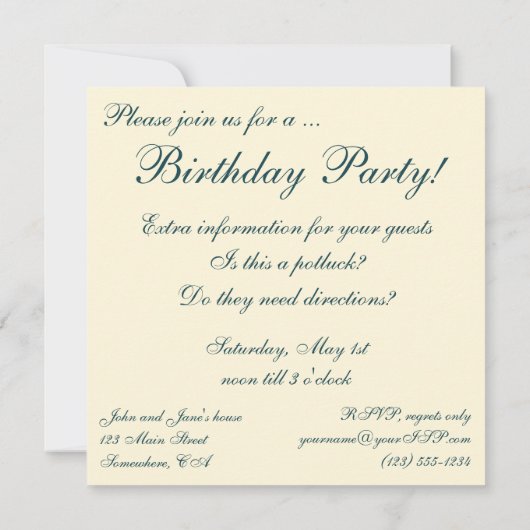 Noah's Ark van Hidley,  Birthday Party Kaart (Achterkant)