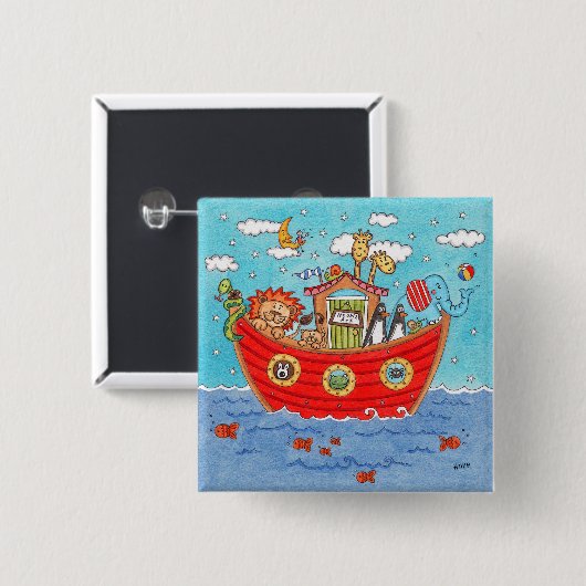 Noah's Ark Vierkante Button 5,1 Cm (Voorkant /achterkant)