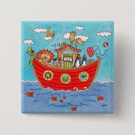 Noah's Ark Vierkante Button 5,1 Cm (Voorkant)