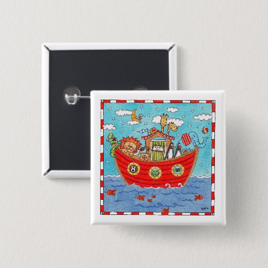 Noah's Ark Vierkante Button 5,1 Cm (Voorkant /achterkant)