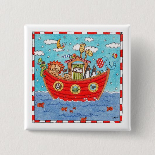 Noah's Ark Vierkante Button 5,1 Cm (Voorkant)