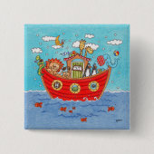 Noah's Ark Vierkante Button 5,1 Cm (Voorkant)