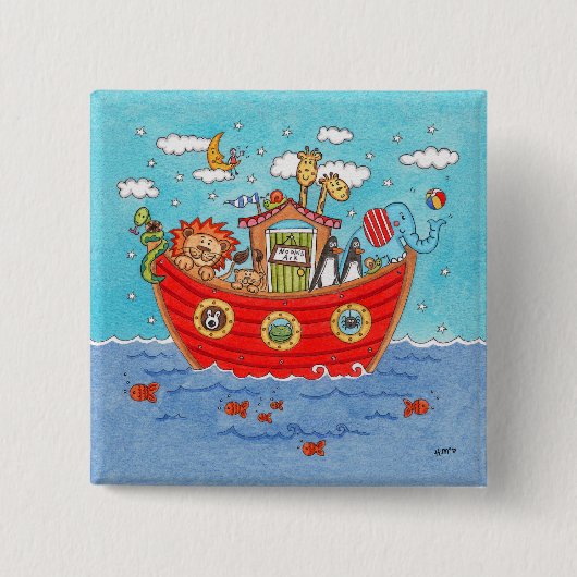 Noah's Ark Vierkante Button 5,1 Cm (Voorkant)