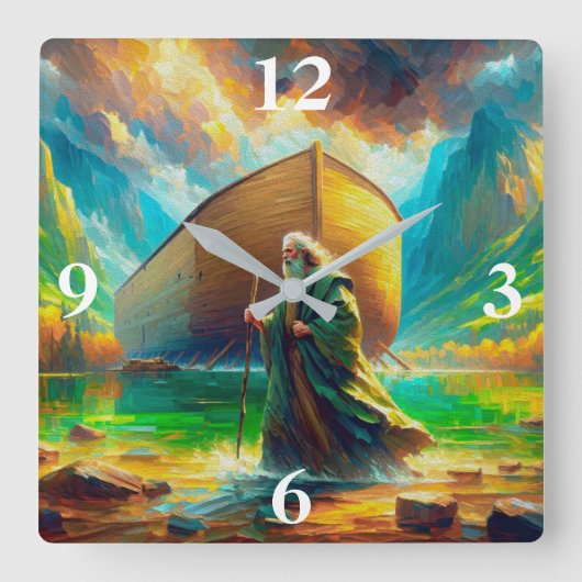Noah's Ark Vierkante Klok (Voorkant)