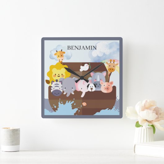 Noah's Ark Vierkante Klok (Huis)