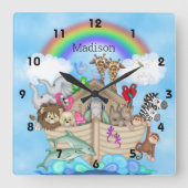 Noah's Ark Wall Clock Vierkante Klok (Voorkant)