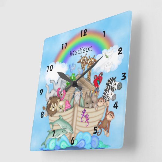 Noah's Ark Wall Clock Vierkante Klok (Hoek)